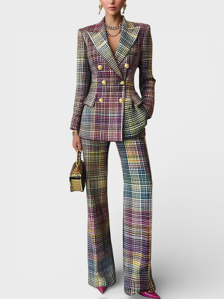 KALYN DOUBLE-BREASTED BLAZER & WIDE-LEG TROUSER SET