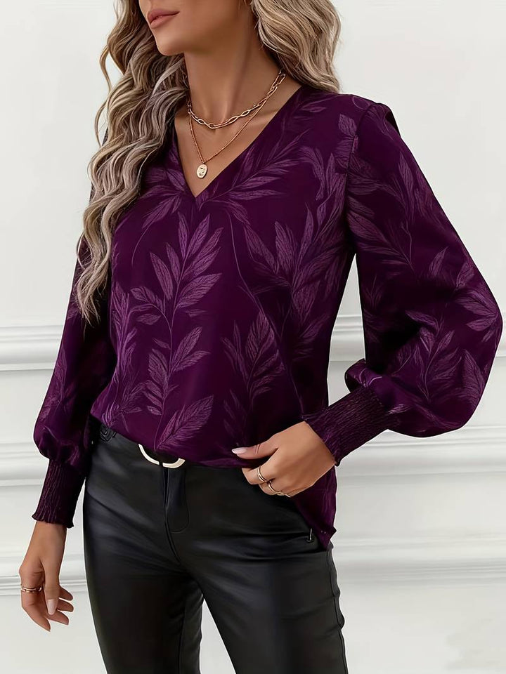 RUCHAMA ELEGANT LEAF PRINT BLOUSE