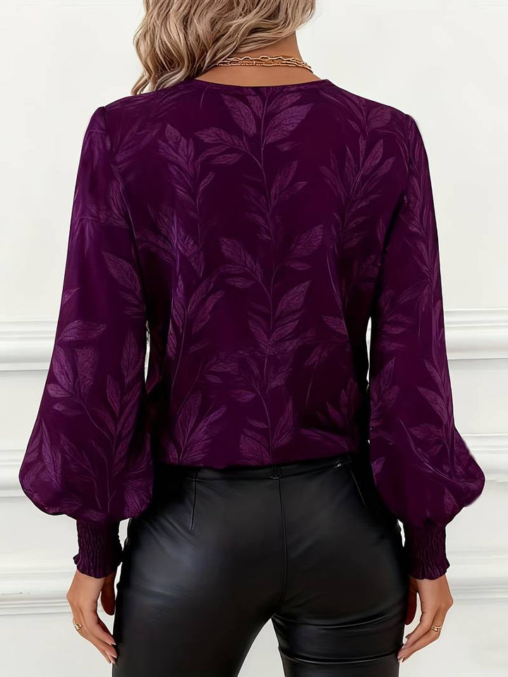 RUCHAMA ELEGANT LEAF PRINT BLOUSE
