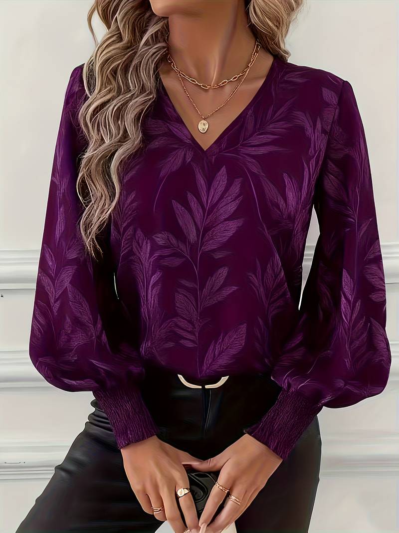 RUCHAMA ELEGANT LEAF PRINT BLOUSE