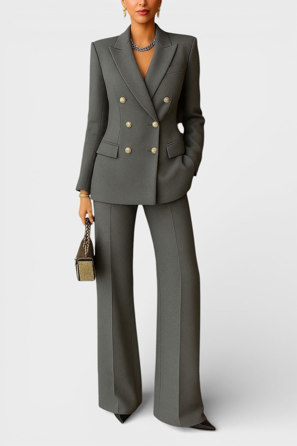 KALYN DOUBLE-BREASTED BLAZER & WIDE-LEG TROUSER SET