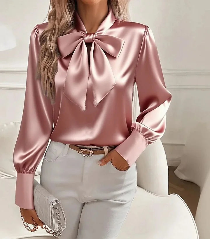 NARIYAH SATIN BOW BLOUSE