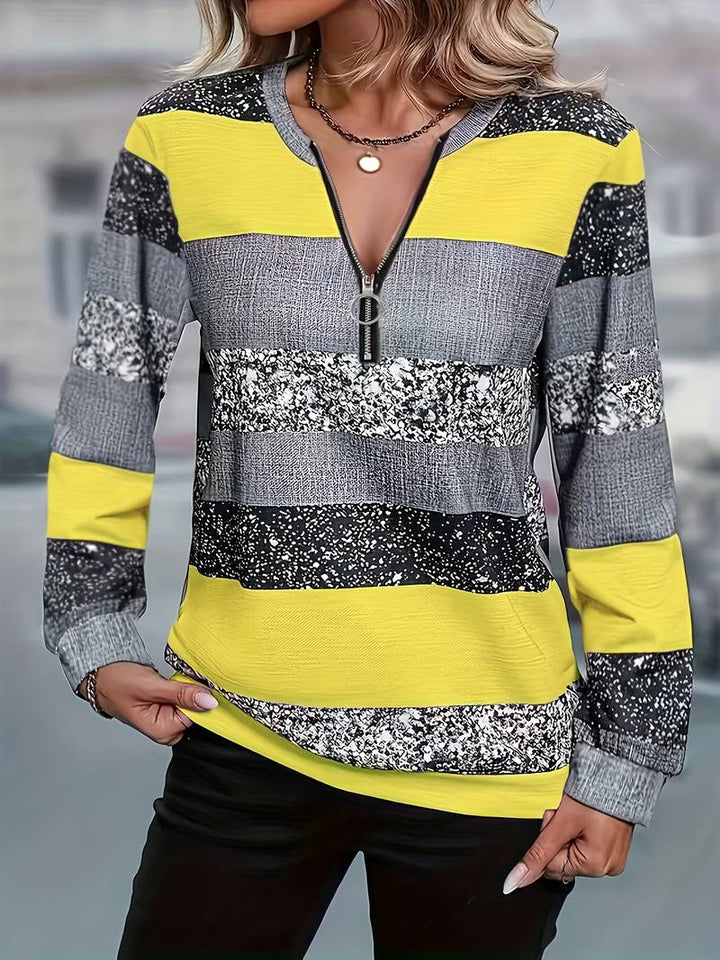 AVITAL STRIPED ZIP SWEATER