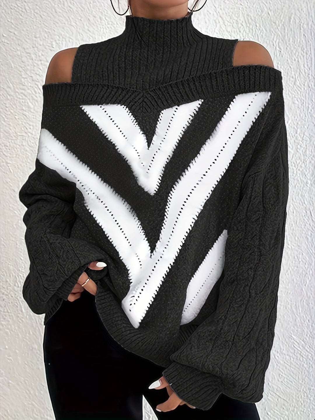 RAQUEL OFF-SHOULDER KNITTED SWEATER