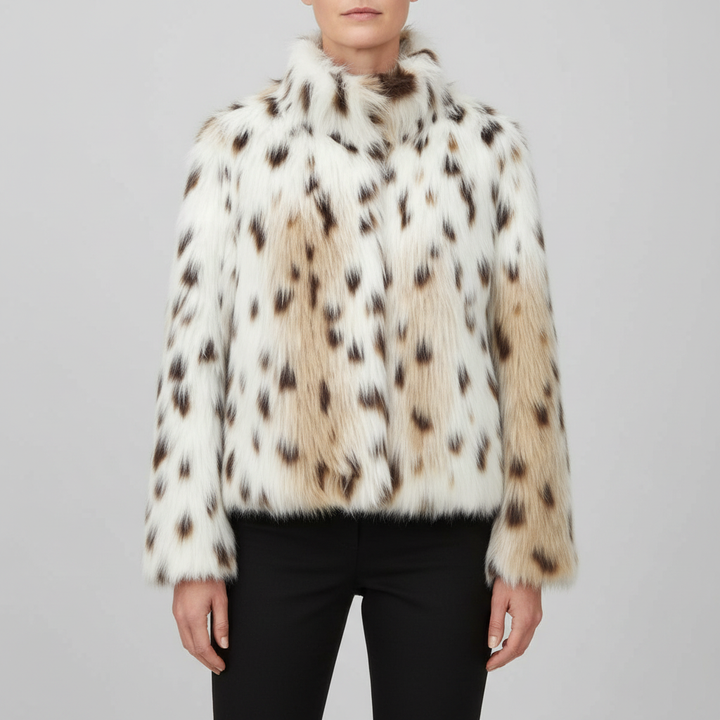 BEVERLY IVORY LEOPARD FAUX FUR JACKET