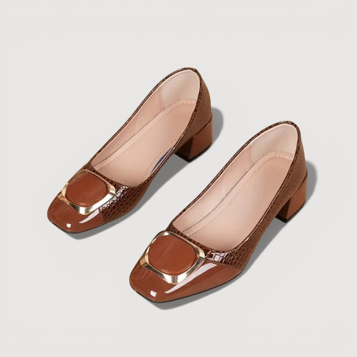 LIVANA CROCO BLOCK HEELS