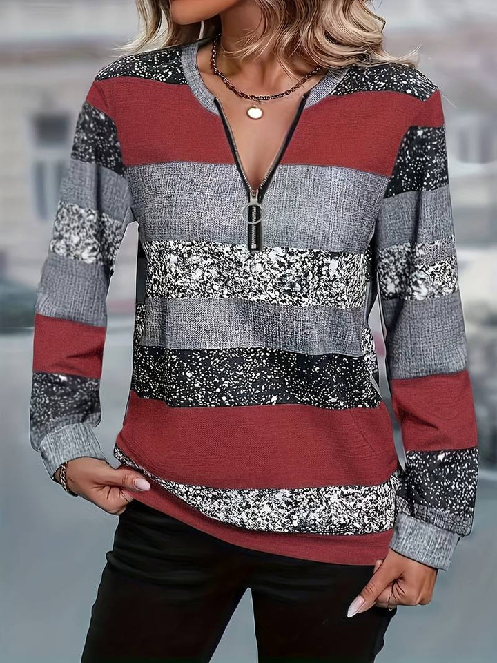 AVITAL STRIPED ZIP SWEATER