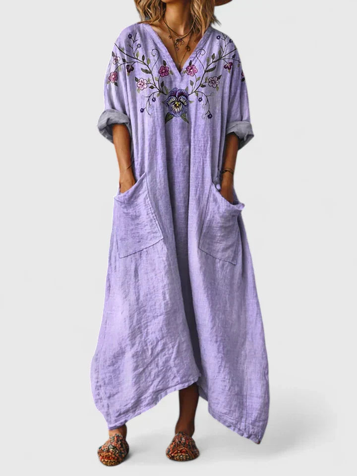 SOLENYA CASUAL LONG SLEEVE MAXI DRESS