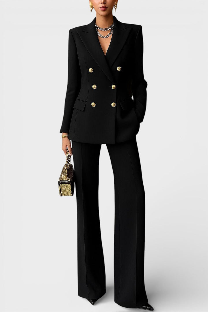 KALYN DOUBLE-BREASTED BLAZER & WIDE-LEG TROUSER SET