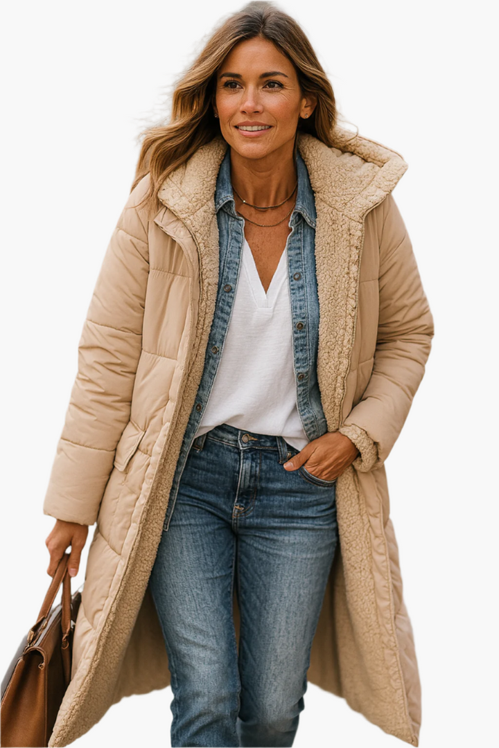 SELENE LONG HOODED QUILTED COAT