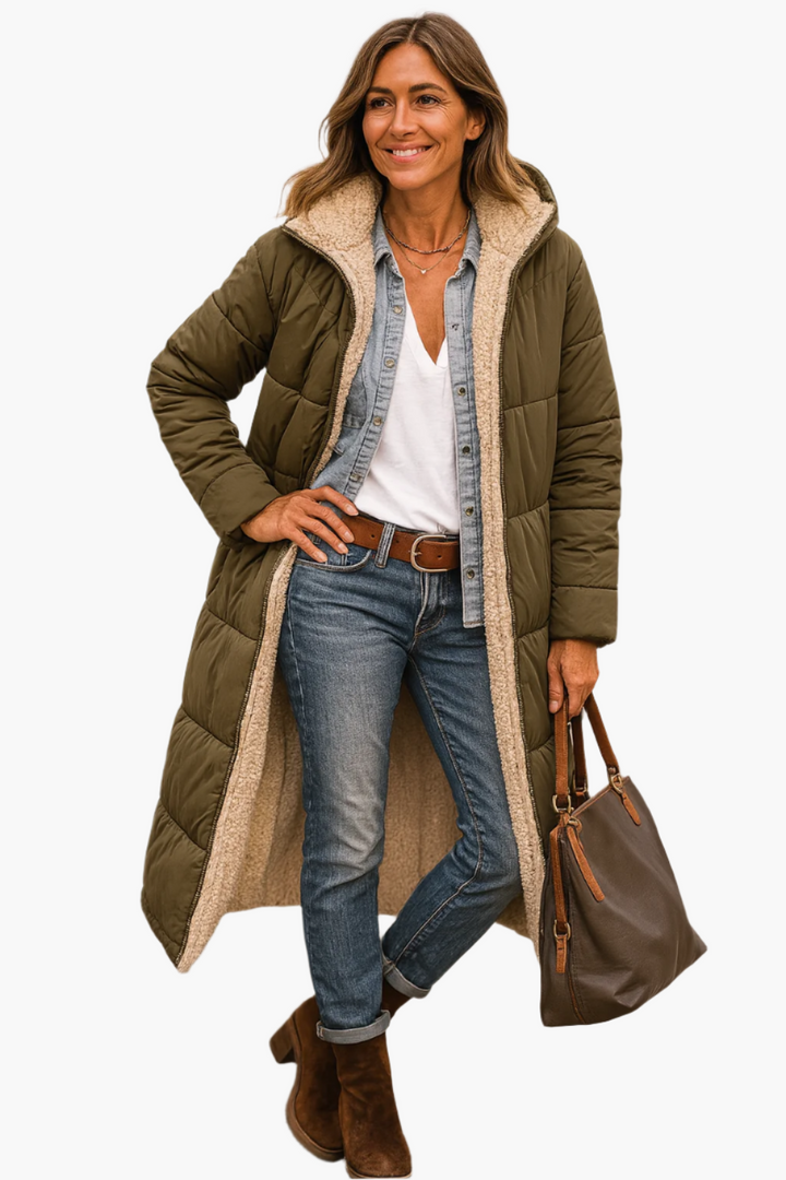 SELENE LONG HOODED QUILTED COAT