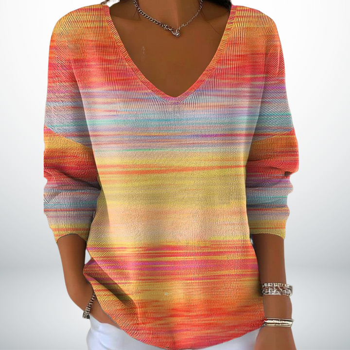 ÉVELINE ELEGANT V-NECK KNIT SWEATER