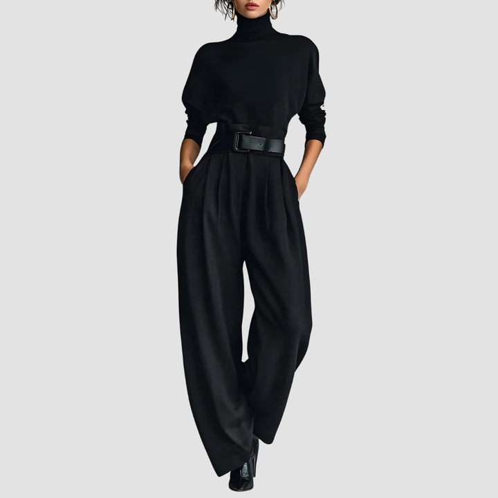JULIET HIGH-NECK SWEATER & STRAIGHT-LEG PANTS SET