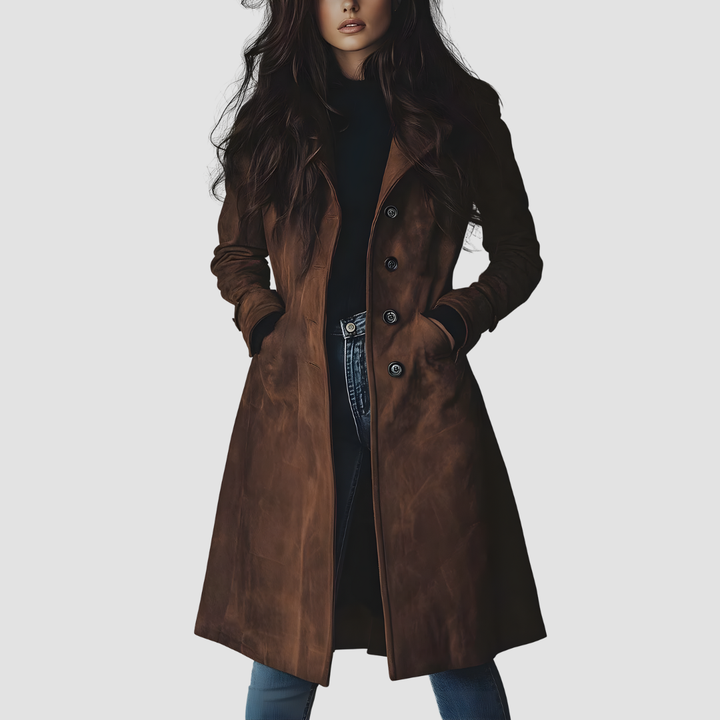 TERESA VINTAGE-STYLE SUEDE TRENCH COAT