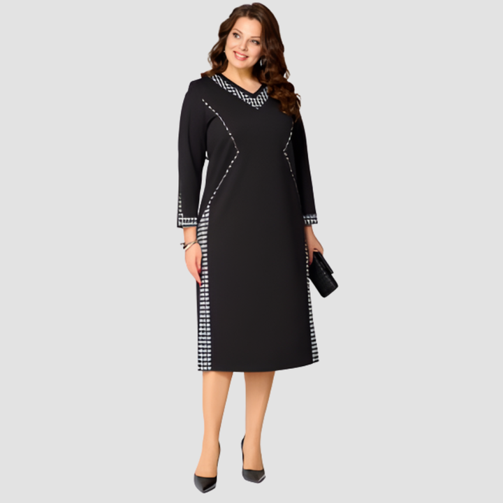 MELINA ELEGANT BLACK SLIMMING DRESS