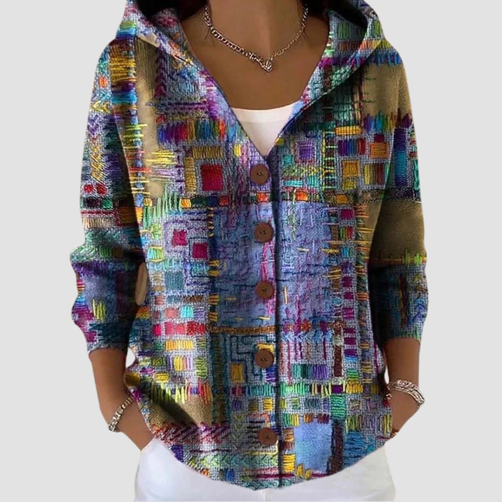 MAREN ELEGANT PRINTED BUTTON CARDIGAN