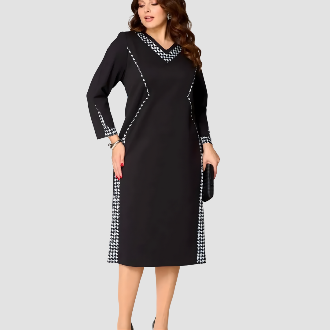 MELINA ELEGANT BLACK SLIMMING DRESS