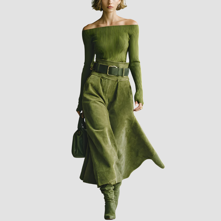 ALYSIA OFF-SHOULDER CHIC TWO-PIECE SET
