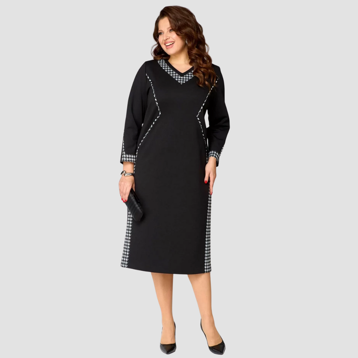MELINA ELEGANT BLACK SLIMMING DRESS