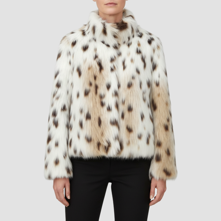 BEVERLY IVORY LEOPARD FAUX FUR JACKET