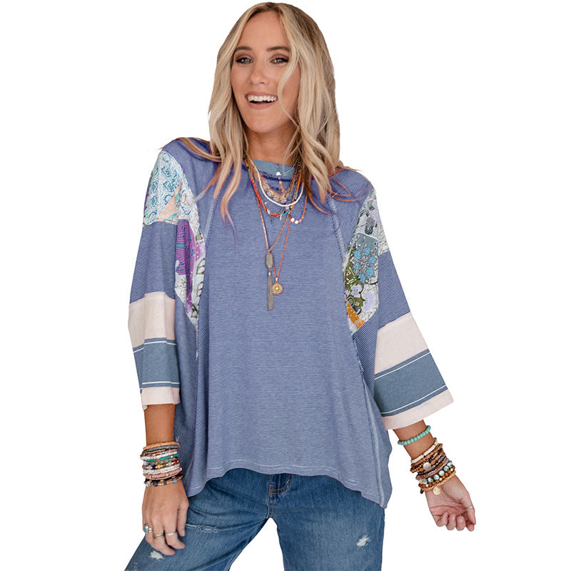 BAILEY LIGHTWEIGHT PATCHWORK BATWING TOP