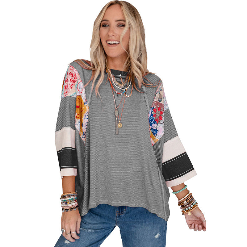 BAILEY LIGHTWEIGHT PATCHWORK BATWING TOP