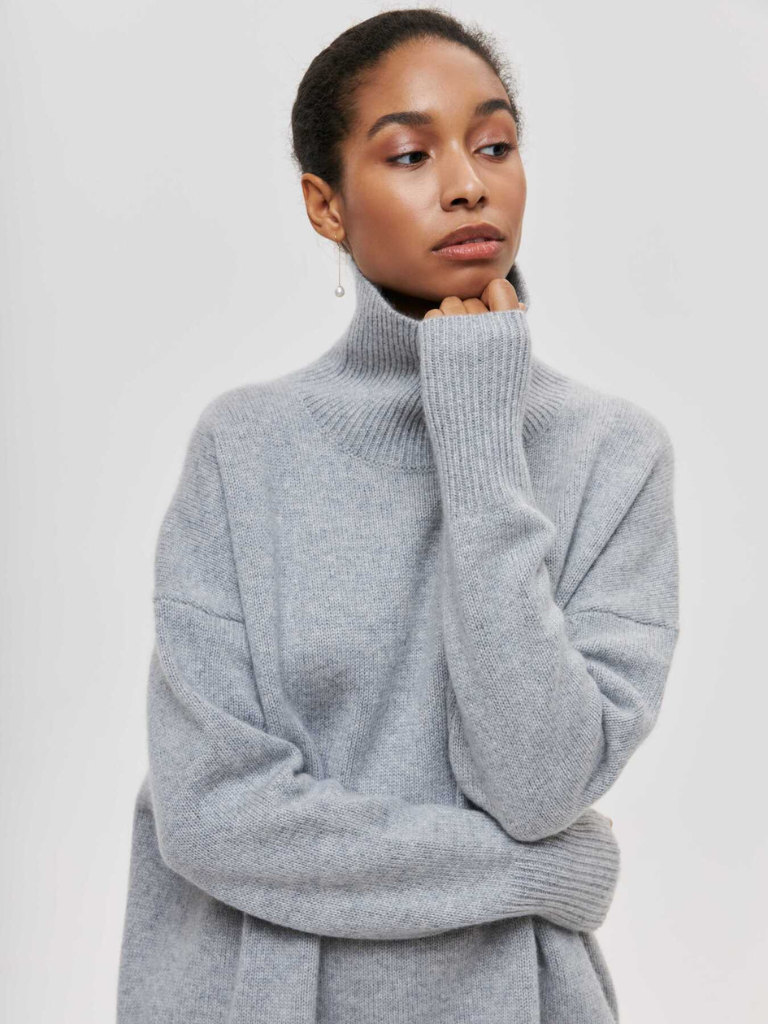 ELENA HIGH-COLLAR KNIT SWEATER