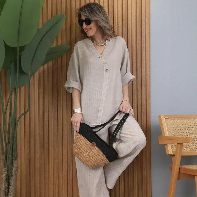 CAPRI COTTON-LINEN TWO-PIECE SET