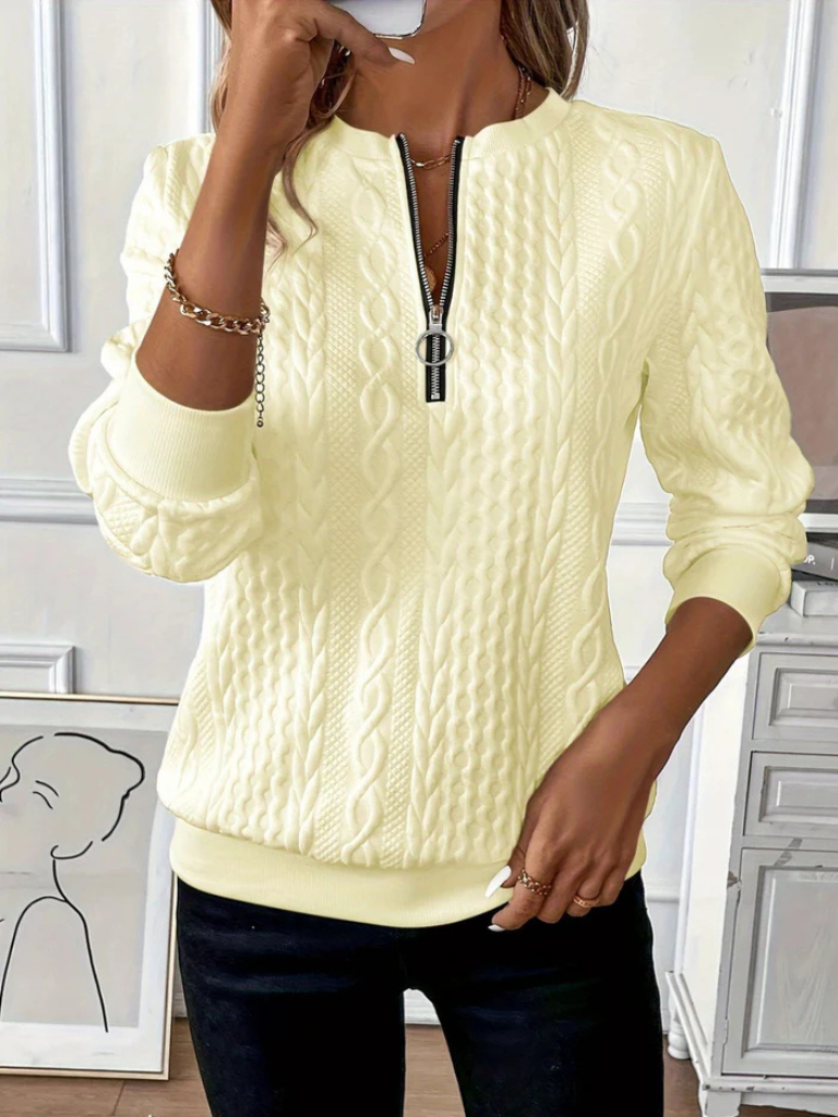 THALIENNE CABLE KNIT ZIP SWEATER