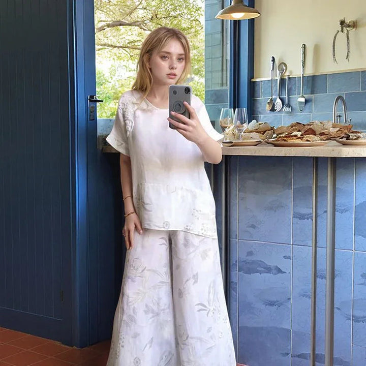 FLORENCE COTTON ENSEMBLE WITH FLORAL DETAIL SET