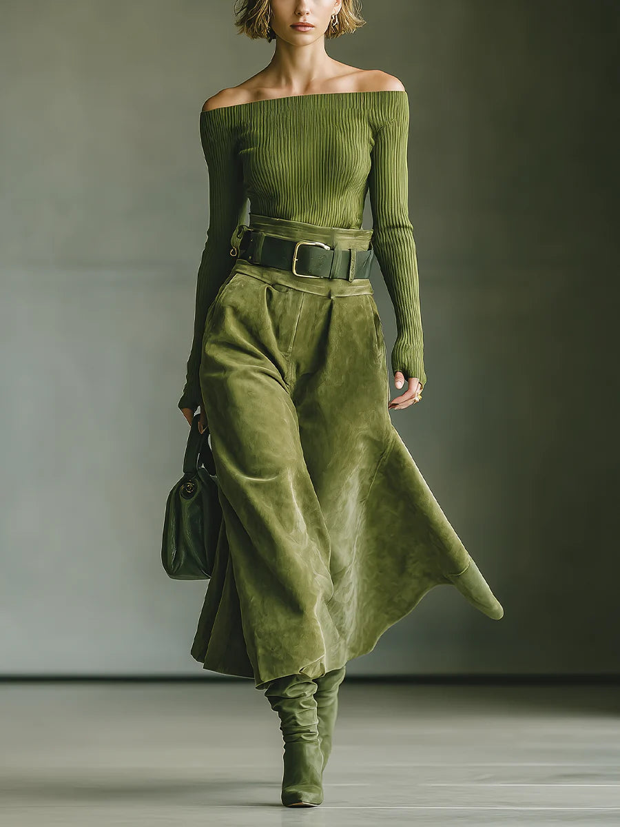 ALYSIA OFF-SHOULDER CHIC TWO-PIECE SET