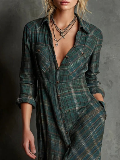 SORAYA PLAID MAXI DRESS