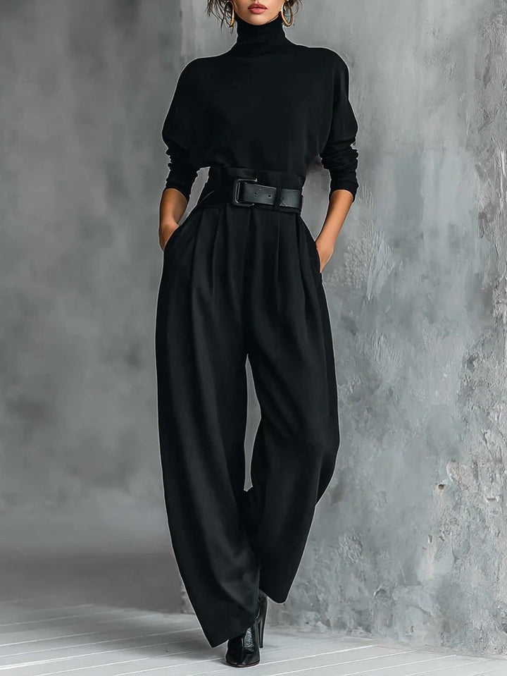 JULIET HIGH-NECK SWEATER & STRAIGHT-LEG PANTS SET