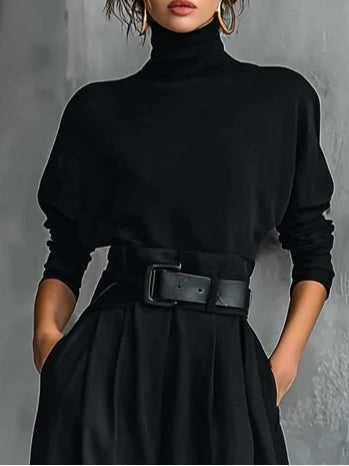 JULIET HIGH-NECK SWEATER & STRAIGHT-LEG PANTS SET
