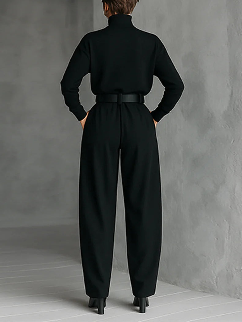 JULIET HIGH-NECK SWEATER & STRAIGHT-LEG PANTS SET