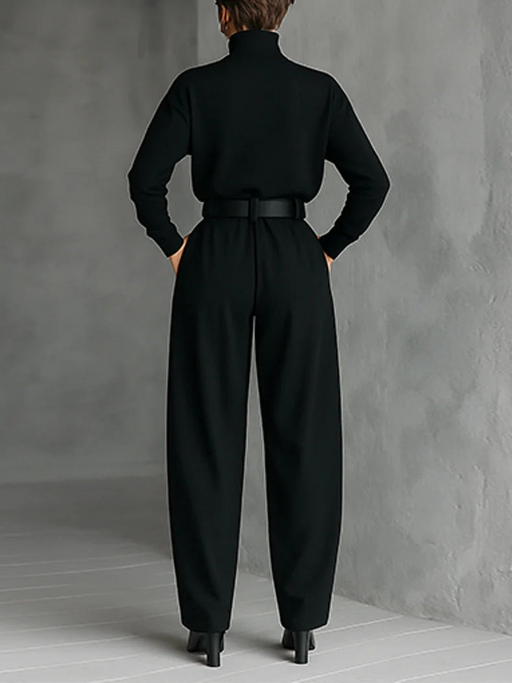 JULIET HIGH-NECK SWEATER & STRAIGHT-LEG PANTS SET