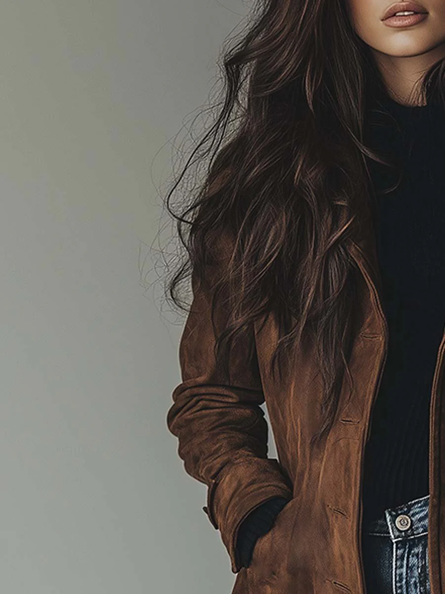 TERESA VINTAGE-STYLE SUEDE TRENCH COAT