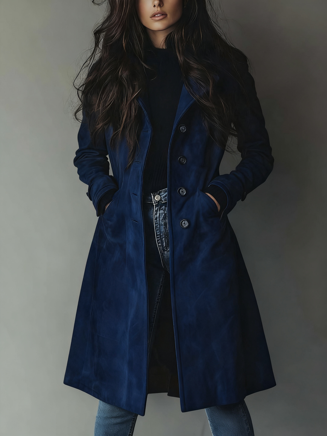TERESA VINTAGE-STYLE SUEDE TRENCH COAT