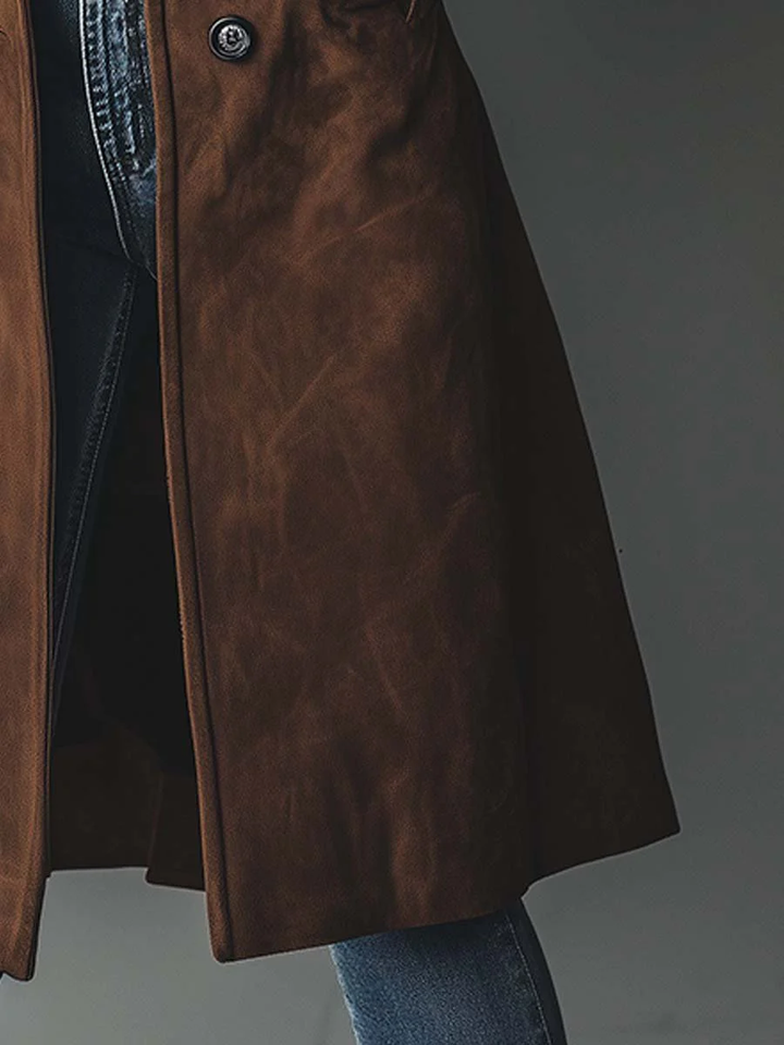 TERESA VINTAGE-STYLE SUEDE TRENCH COAT