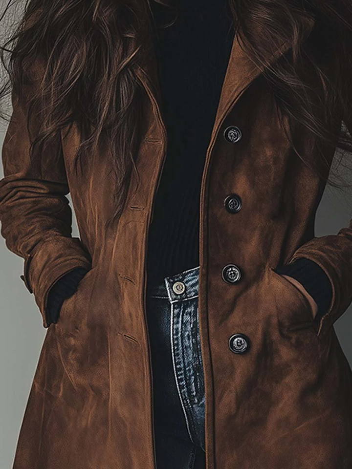 TERESA VINTAGE-STYLE SUEDE TRENCH COAT
