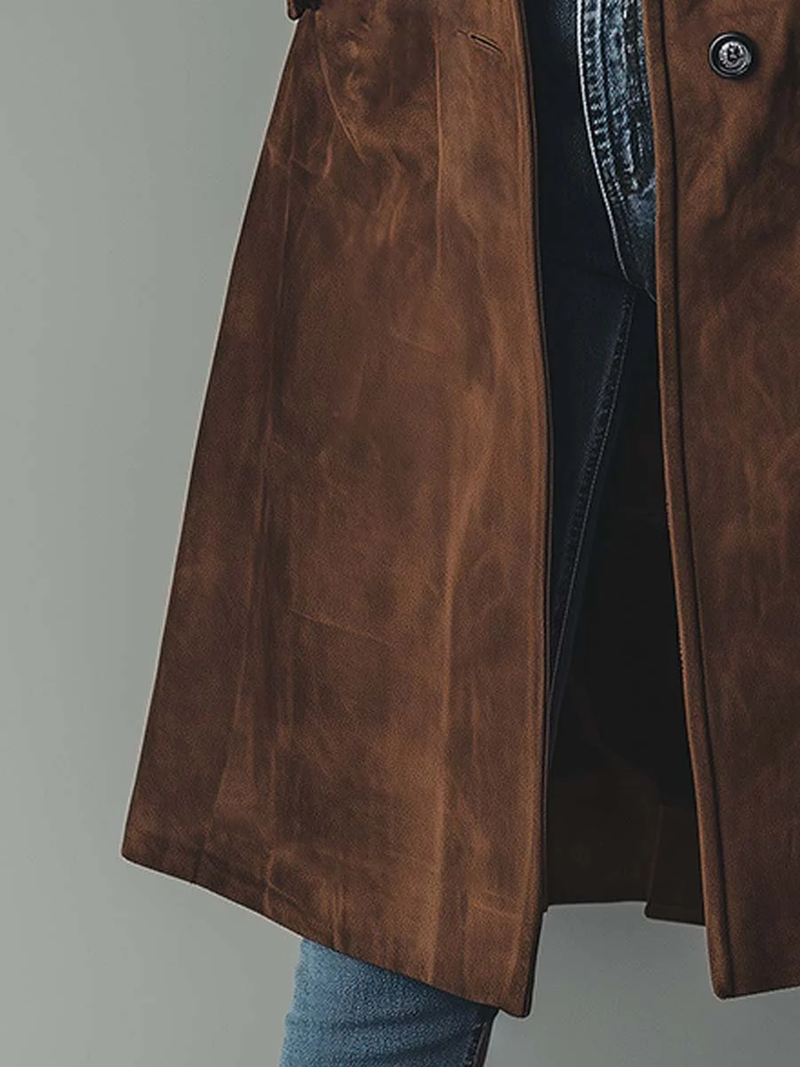 TERESA VINTAGE-STYLE SUEDE TRENCH COAT