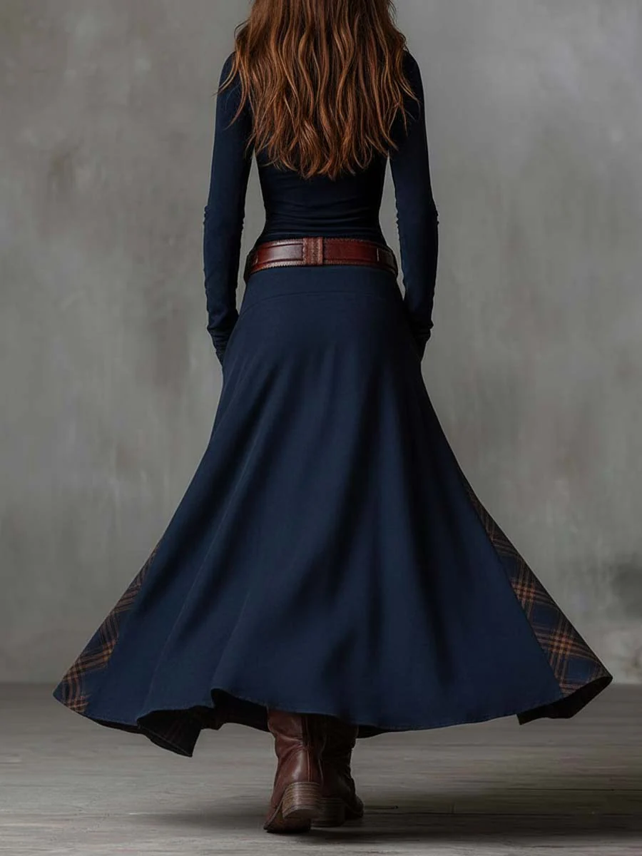 CHARLOTTE SUEDE PLAID MAXI DRESS