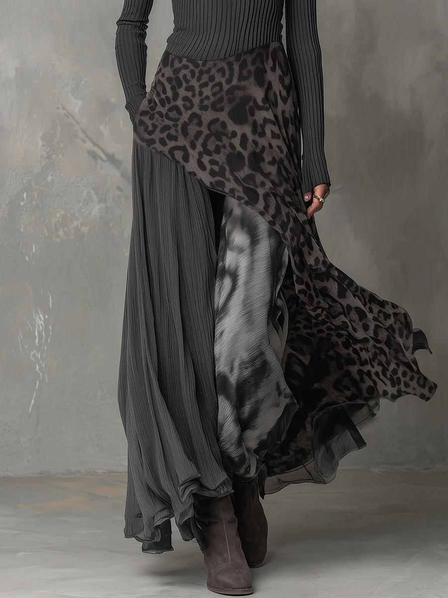 MONIKA STRIPED LEOPARD MAXI DRESS