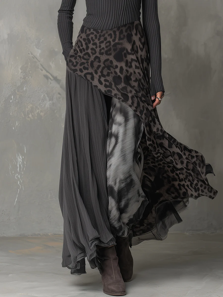 MONIKA STRIPED LEOPARD MAXI DRESS