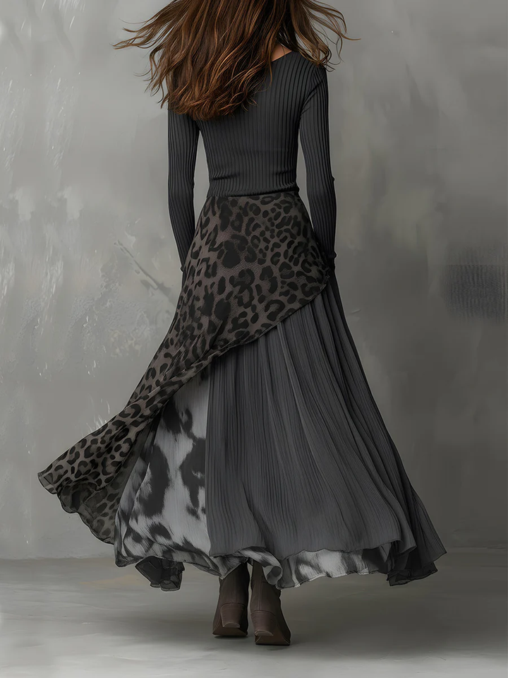 MONIKA STRIPED LEOPARD MAXI DRESS