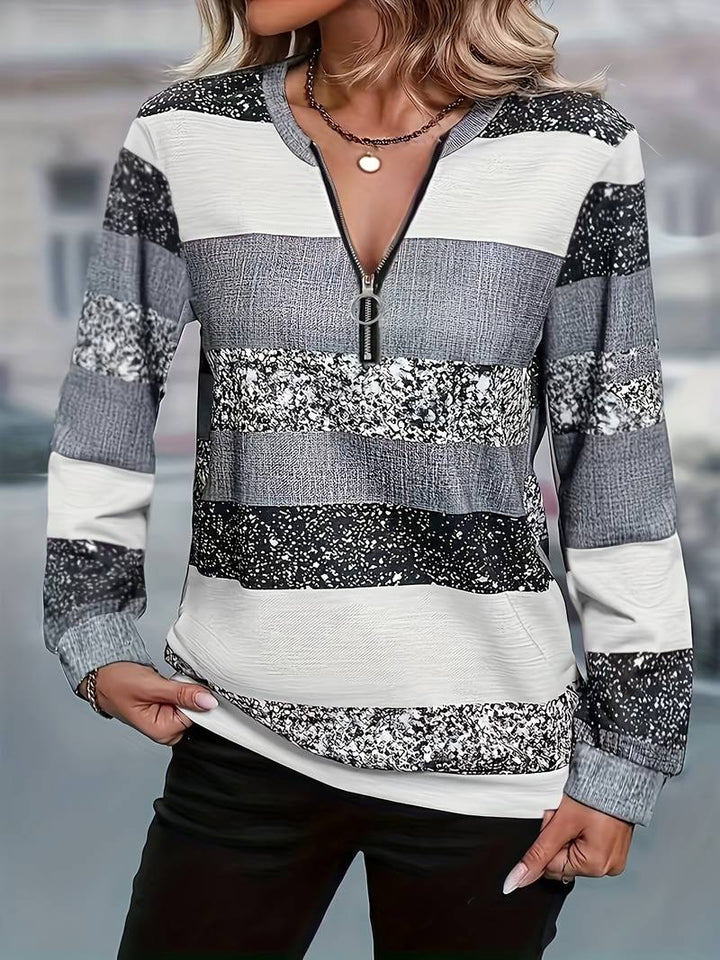 AVITAL STRIPED ZIP SWEATER