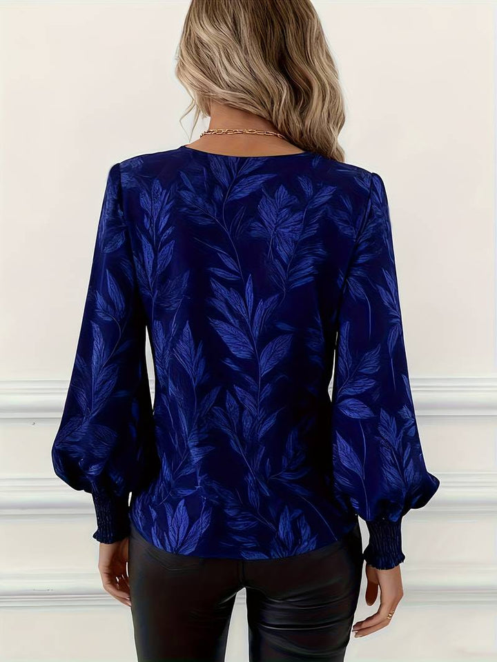RUCHAMA ELEGANT LEAF PRINT BLOUSE
