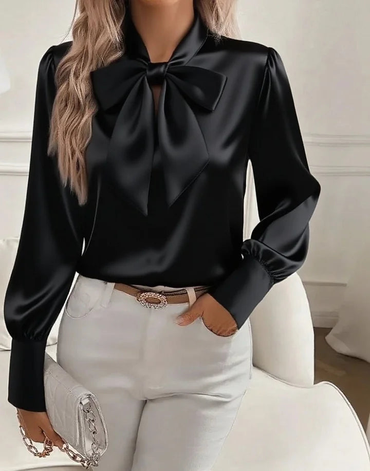 NARIYAH SATIN BOW BLOUSE