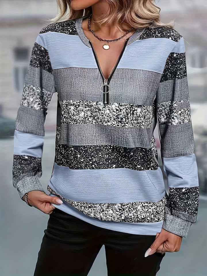 AVITAL STRIPED ZIP SWEATER