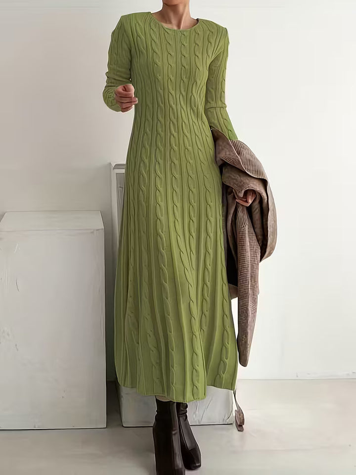 JEMIMA ELEGANT LONG CABLE-KNIT DRESS